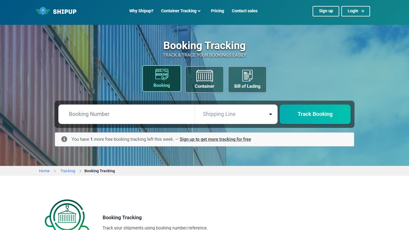 Booking Tracking | Shipup